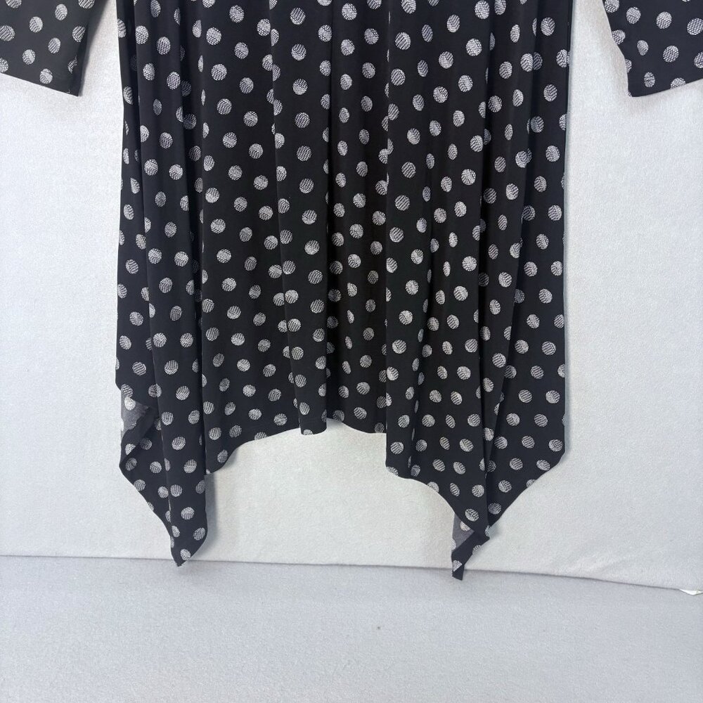 CHICO'S SZ 1(Med-Large)Pullover Tunic Top 3/4 Sleeve Black White Polk Dot Artsy - Picture 7 of 14